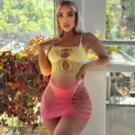 JSY Gradient Fishnet Bodystocking – Sexy Lingerie Bodysuit Dress for Women