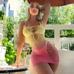 JSY Gradient Fishnet Bodystocking – Sexy Lingerie Bodysuit Dress for Women