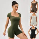 Women's Workout Jumpsuit Summer– One-Piece Short Yoga Bodysuit for Fitness & Gym