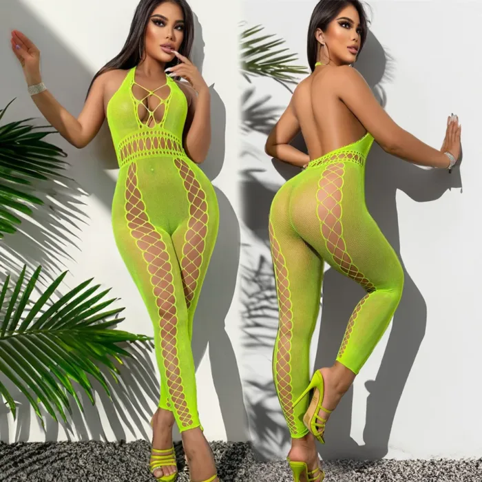 JSY Gradient Fishnet Bodystocking – Sexy Lingerie Bodysuit Dress for Women