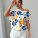 Summer Printed Blouse for Women – Casual Short Sleeve Turn-Down Collar Shirt 2025