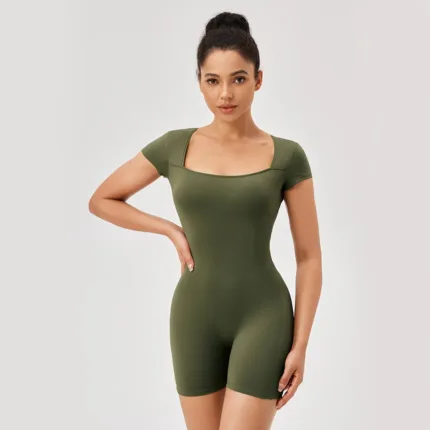 Women's Workout Jumpsuit Summer– One-Piece Short Yoga Bodysuit for Fitness & Gym