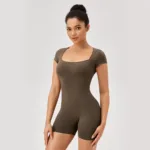 Women's Workout Jumpsuit Summer– One-Piece Short Yoga Bodysuit for Fitness & Gym