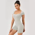 Women's Workout Jumpsuit Summer– One-Piece Short Yoga Bodysuit for Fitness & Gym