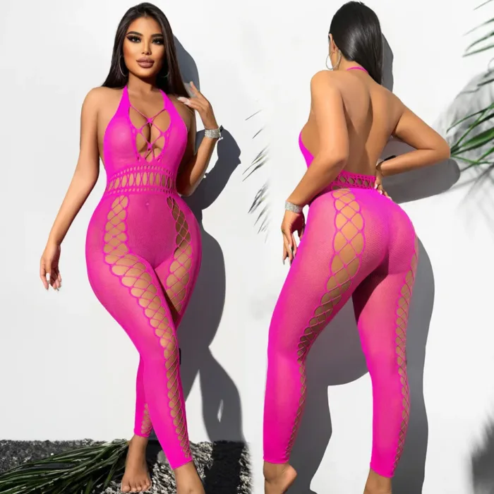 JSY Gradient Fishnet Bodystocking – Sexy Lingerie Bodysuit Dress for Women