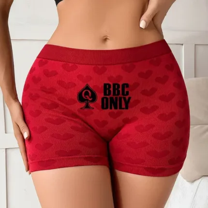 Funny Queen of Spades Women's Sexy Underwear Love Heart Red Knitting Female High-waisted Comfortable Breathable Girl's Panties