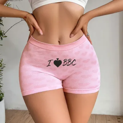 Funny Queen of Spades Women's Sexy Underwear Love Heart Red Knitting Female High-waisted Comfortable Breathable Girl's Panties
