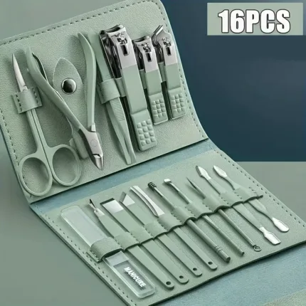 16pcs Professional Nail Clippers Set & Cuticle Nippers Set – Full Manicure & Pedicure Kit with Travel Case
