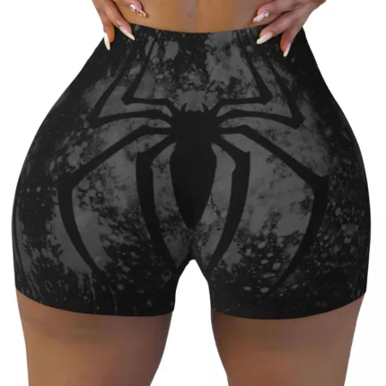 Custom Women Spiderman Cartoon Superhero Workout Yoga Shorts Gym Athletic Biker Running Shorts