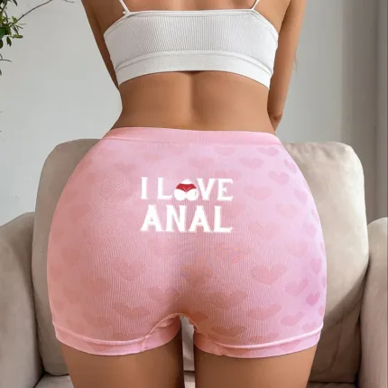 Funny Pink Letters Love Heart Knitting Underwear Sexy Woman Underwear Female High-waisted Comfortable Breathable Girls Panties