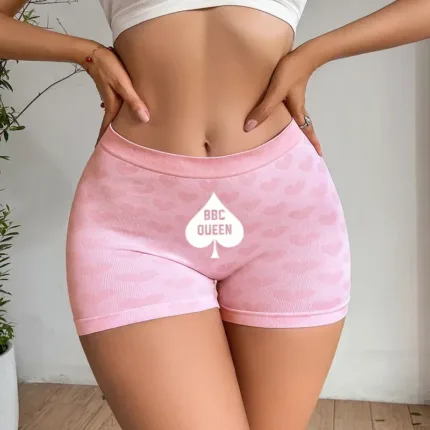 Funny Queen of Spades Women's Sexy Underwear Love Heart Red Knitting Female High-waisted Comfortable Breathable Girl's Panties