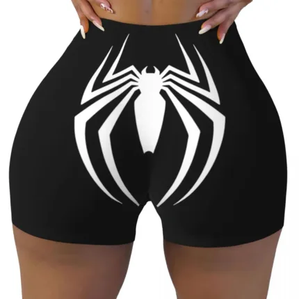Custom Women Spiderman Cartoon Superhero Workout Yoga Shorts Gym Athletic Biker Running Shorts