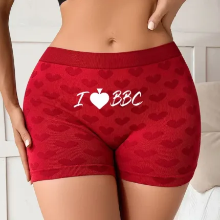 Funny Queen of Spades Women's Sexy Underwear Love Heart Red Knitting Female High-waisted Comfortable Breathable Girl's Panties