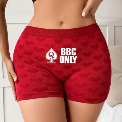 Funny Queen of Spades Women's Sexy Underwear Love Heart Red Knitting Female High-waisted Comfortable Breathable Girl's Panties
