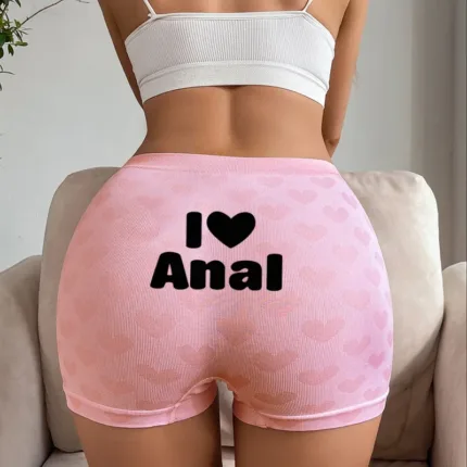 Funny Pink Letters Love Heart Knitting Underwear Sexy Woman Underwear Female High-waisted Comfortable Breathable Girls Panties
