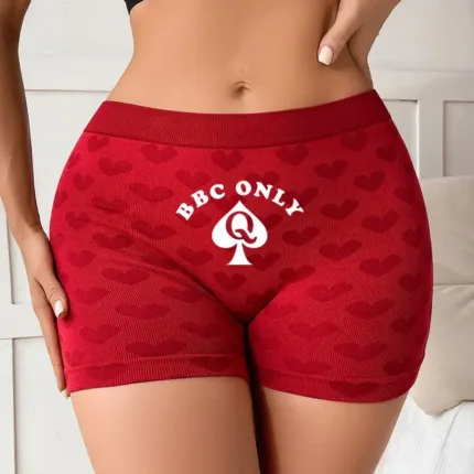 Funny Queen of Spades Women's Sexy Underwear Love Heart Red Knitting Female High-waisted Comfortable Breathable Girl's Panties
