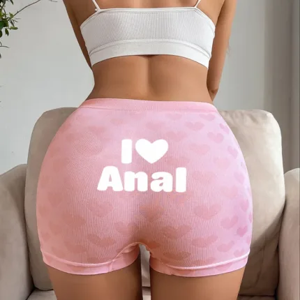 Funny Pink Letters Love Heart Knitting Underwear Sexy Woman Underwear Female High-waisted Comfortable Breathable Girls Panties