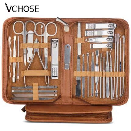 8/32pcs Professional Manicure Set – Stainless Steel Nail Clippers & Pedicure Grooming Kit