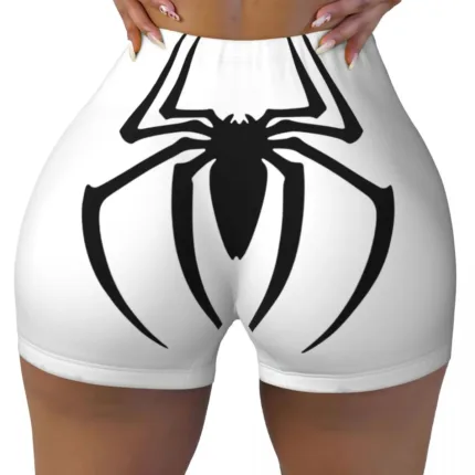 Custom Women Spiderman Cartoon Superhero Workout Yoga Shorts Gym Athletic Biker Running Shorts