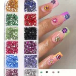 12 Grid Crystal Nail Art Rhinestones – Shimmering Flatback Gems for Nails, Shoes & Crafts