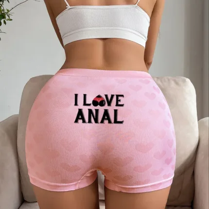 Funny Pink Letters Love Heart Knitting Underwear Sexy Woman Underwear Female High-waisted Comfortable Breathable Girls Panties