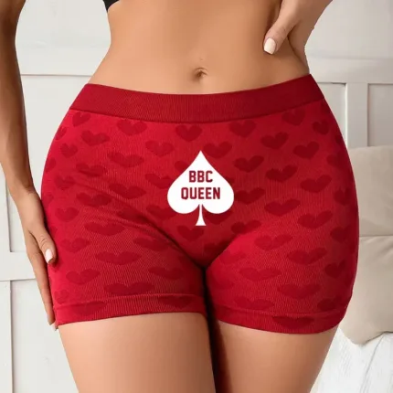 Funny Queen of Spades Women's Sexy Underwear Love Heart Red Knitting Female High-waisted Comfortable Breathable Girl's Panties