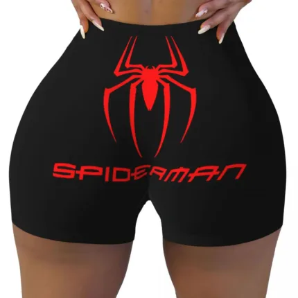 Custom Women Spiderman Cartoon Superhero Workout Yoga Shorts Gym Athletic Biker Running Shorts