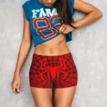 Custom Women Spiderman Cartoon Superhero Workout Yoga Shorts Gym Athletic Biker Running Shorts