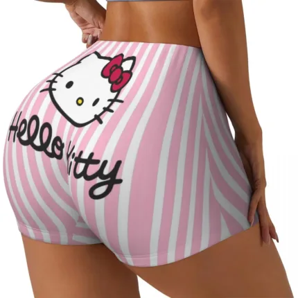 Custom Hello Kitty Gym Shorts – Funny Cat Biker Running Yoga Shorts for Women