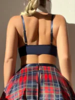 Sexy Student Role-Play Plaid Lingerie Set — 3-Piece Bra, Thong & Skirt Costume